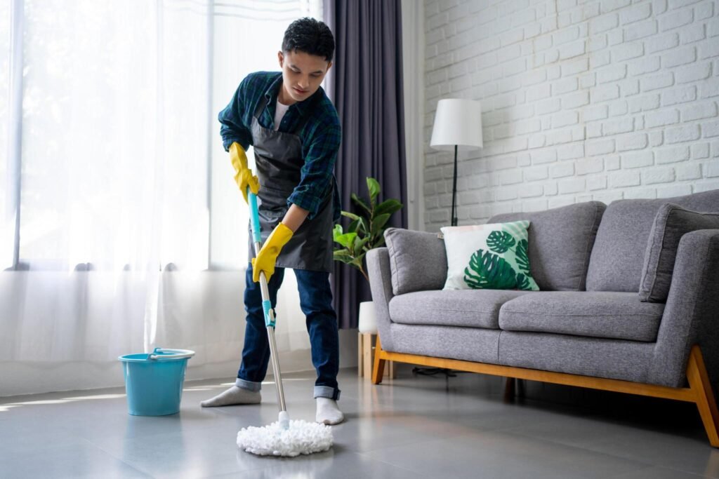 Living room cleaning